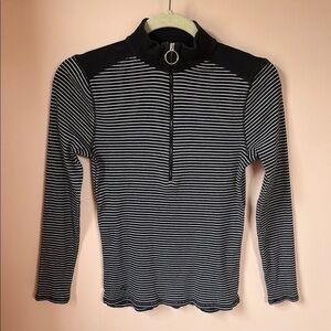 VINTAGE LAUREN RALPH LAUREN 100% Cotton Pullover Striped Quarter-Zip S